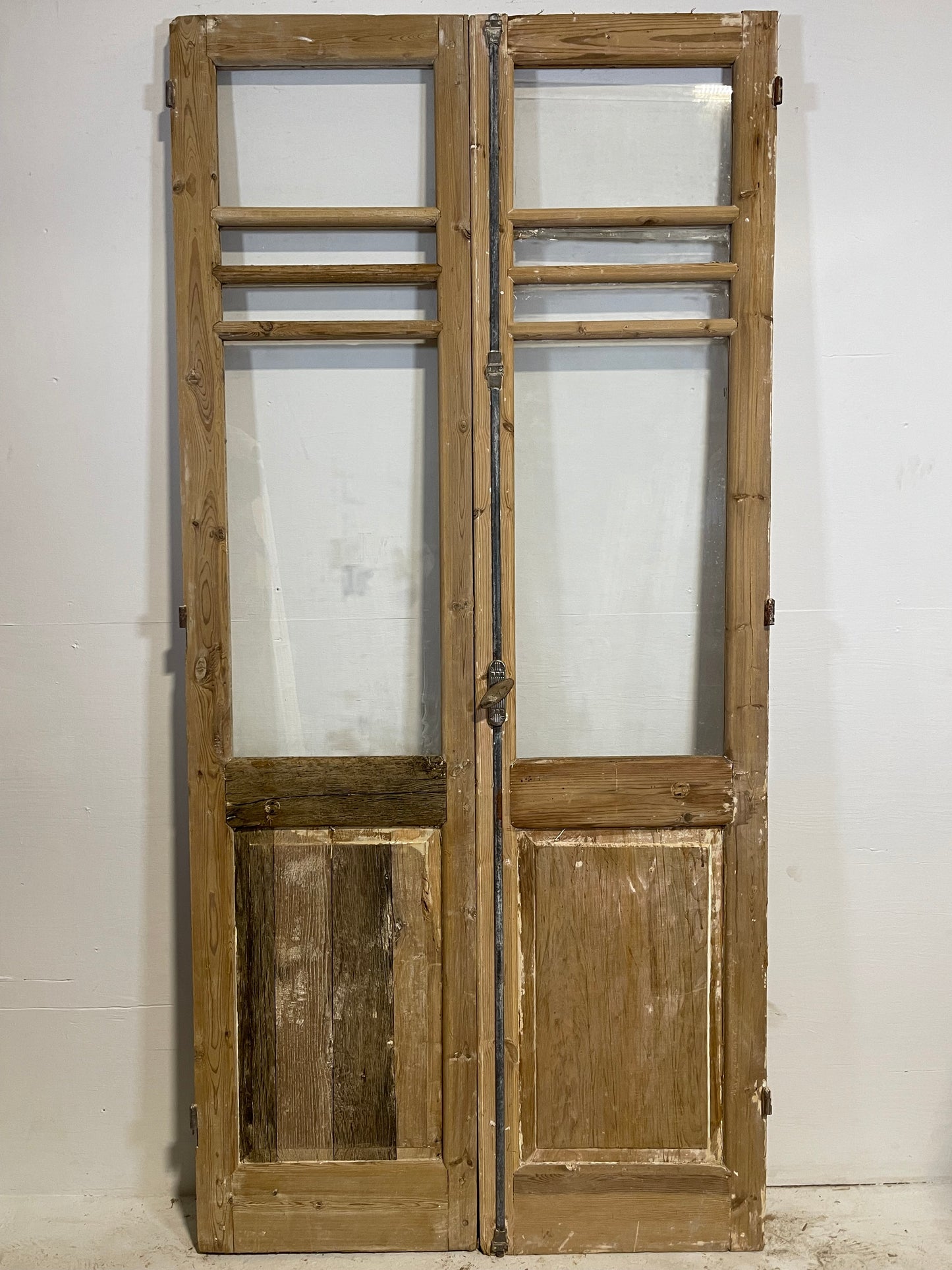 Antique French panel doors with glass (91.25x43) L206