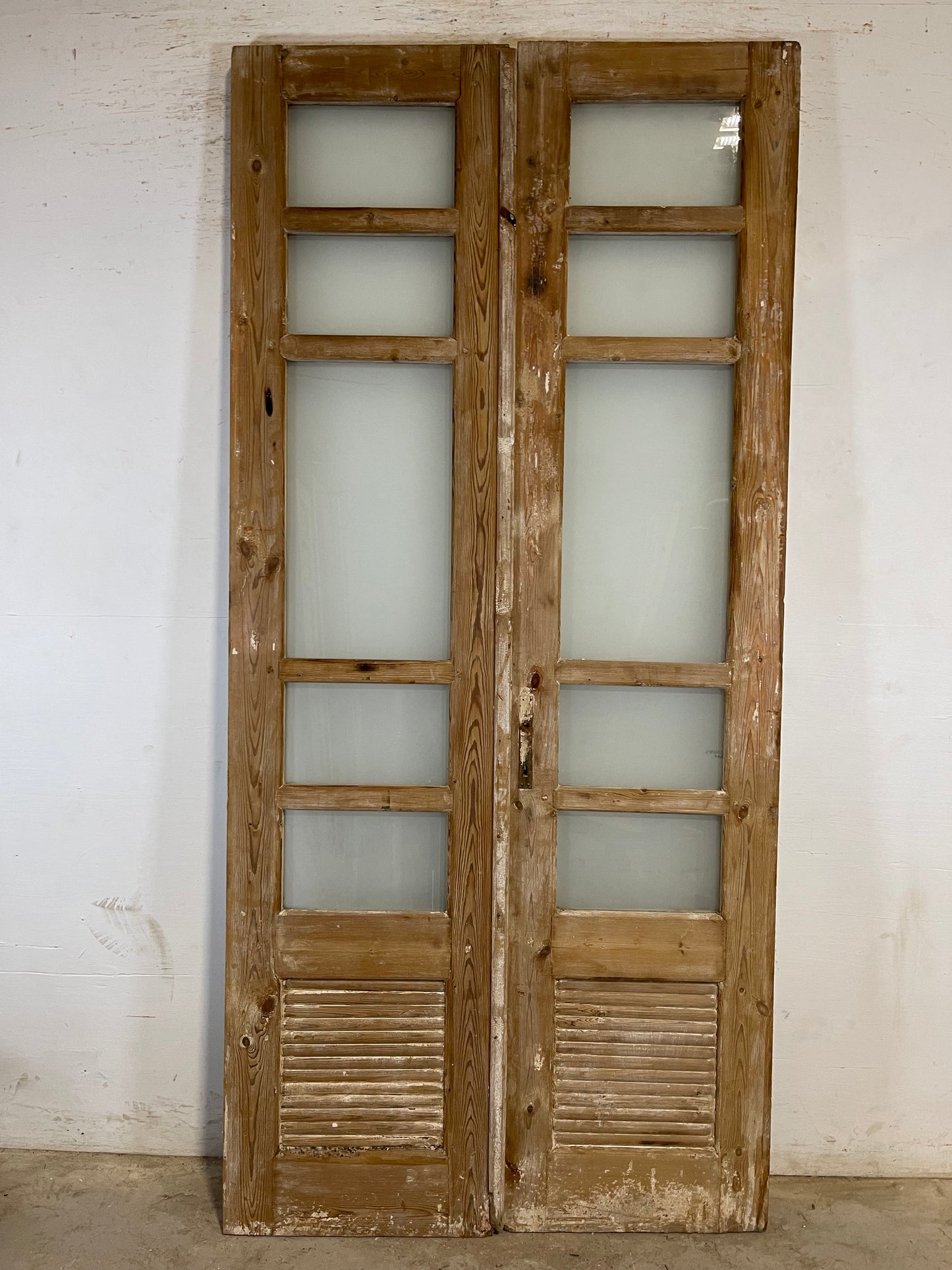 Antique French panel doors with glass (92.5x43.25) L179