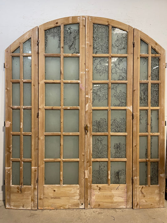 Antique French Panel Doors with Glass Arched (100.75x84.75) L105