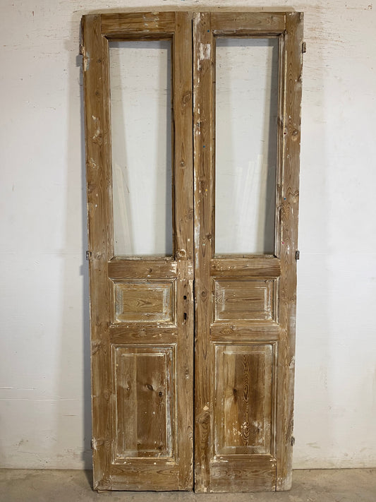 Copy of Antique French panel doors with glass (97x37.75) L154