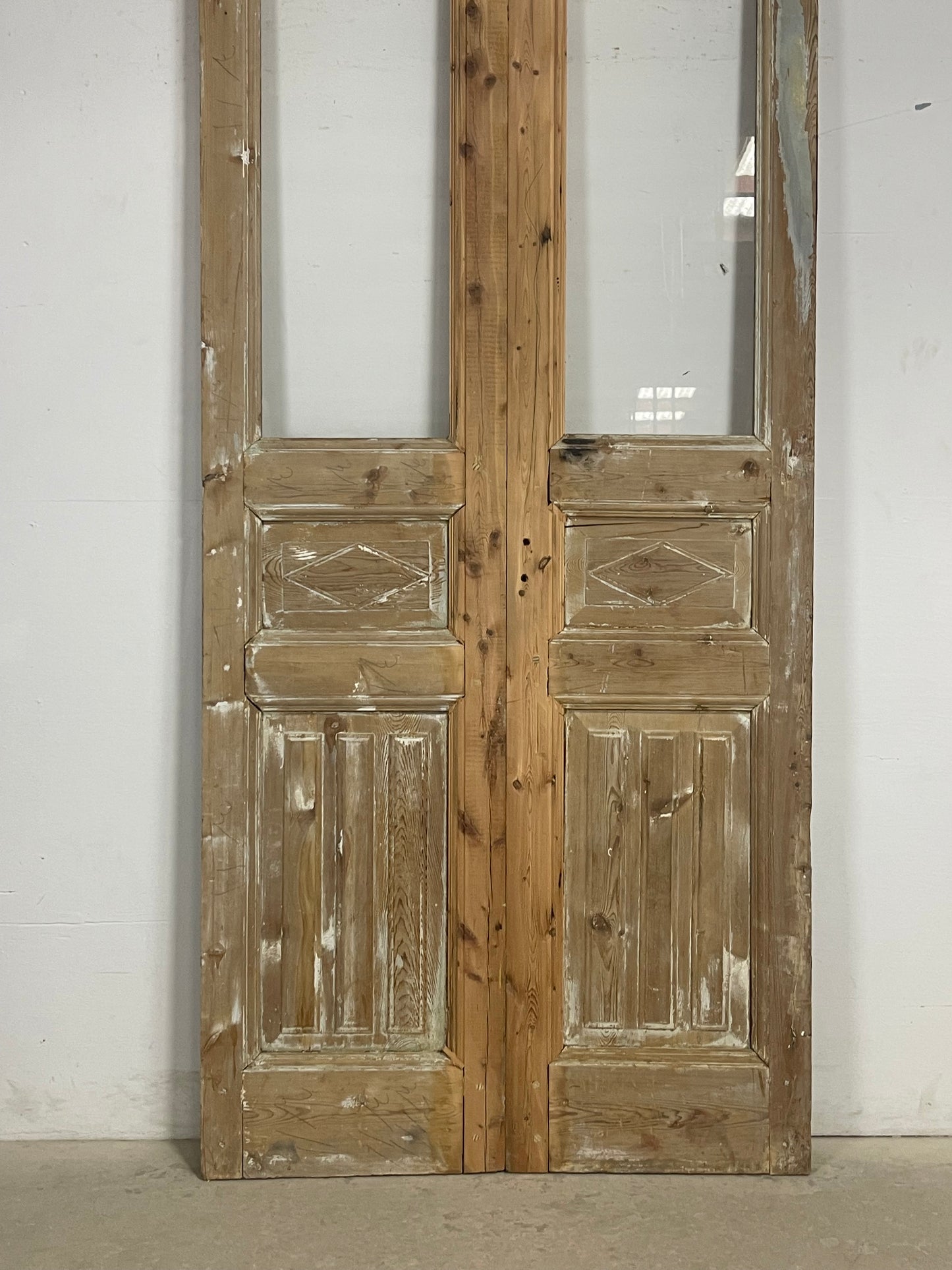 Antique  French Panel Doors with glass (102.5x43.25)   M267