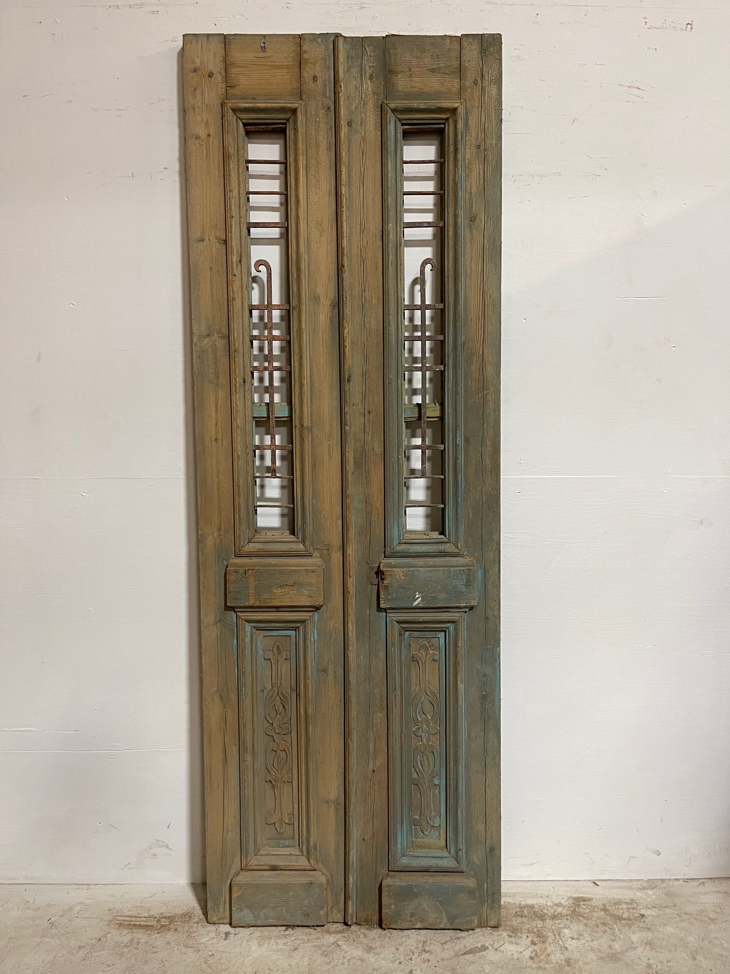 Antique French Panel Doors with metal (92.25x31.75) J111