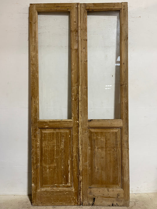 Antique French Panel Doors with glass  (100x48)  K307