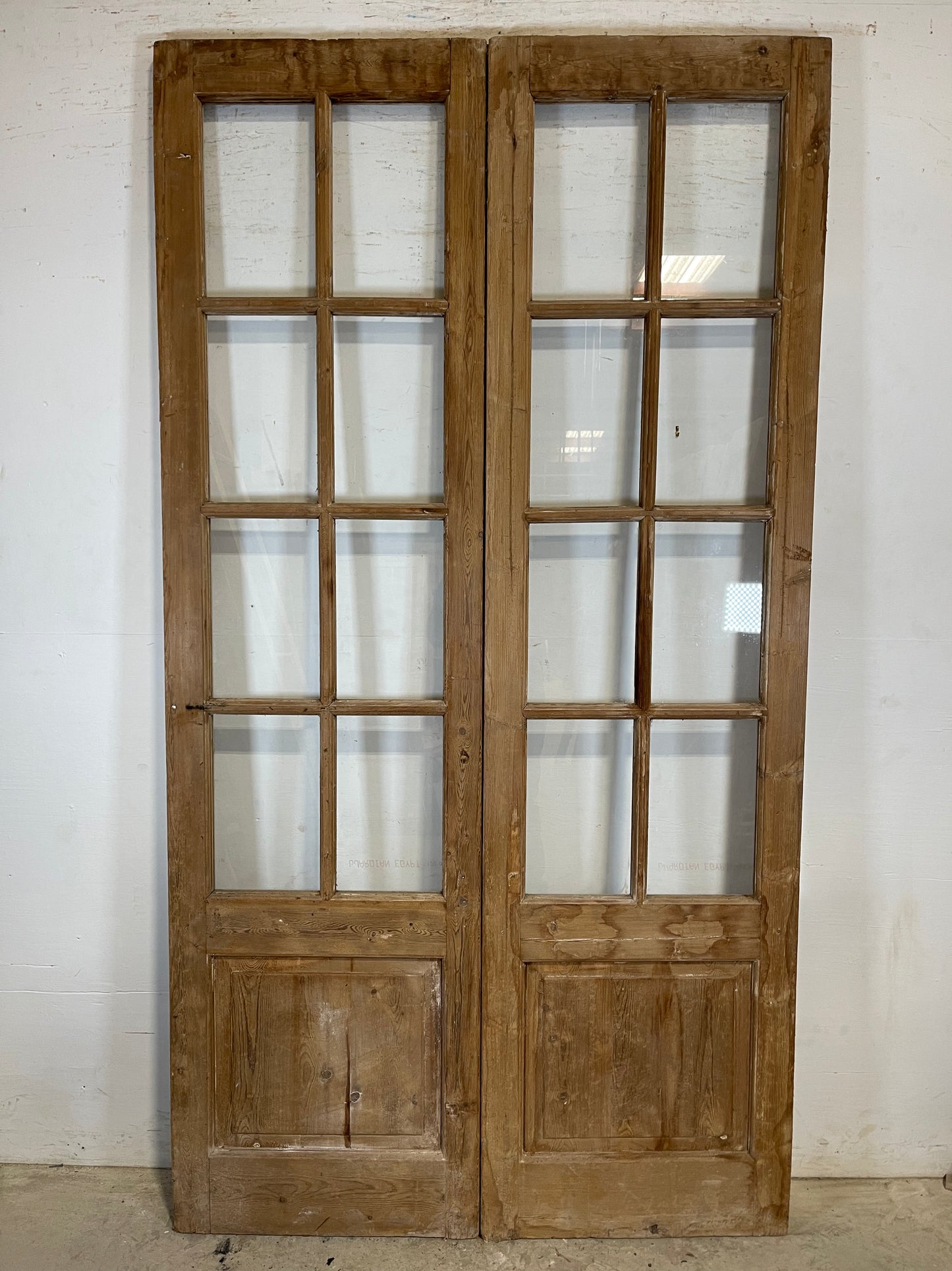 Antique  French Panel Door with Glass  (92.25x50.25) K313