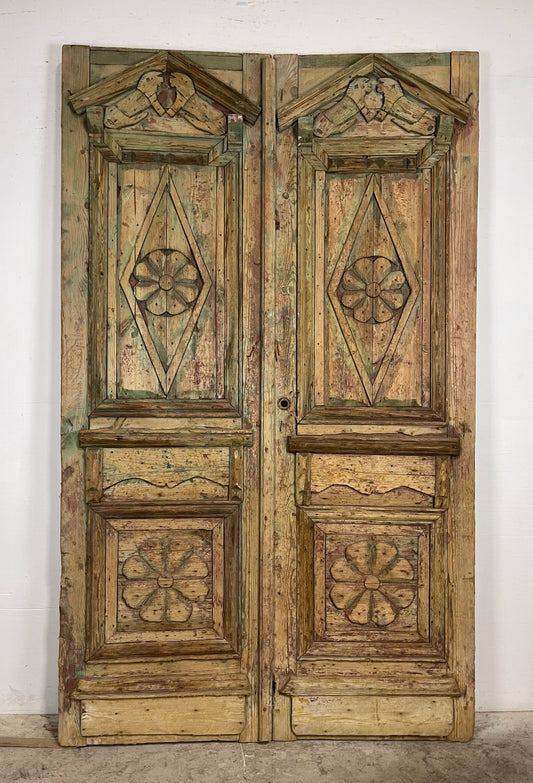 Antique  French Panel Doors with Carving  (98 x 58.5) M038