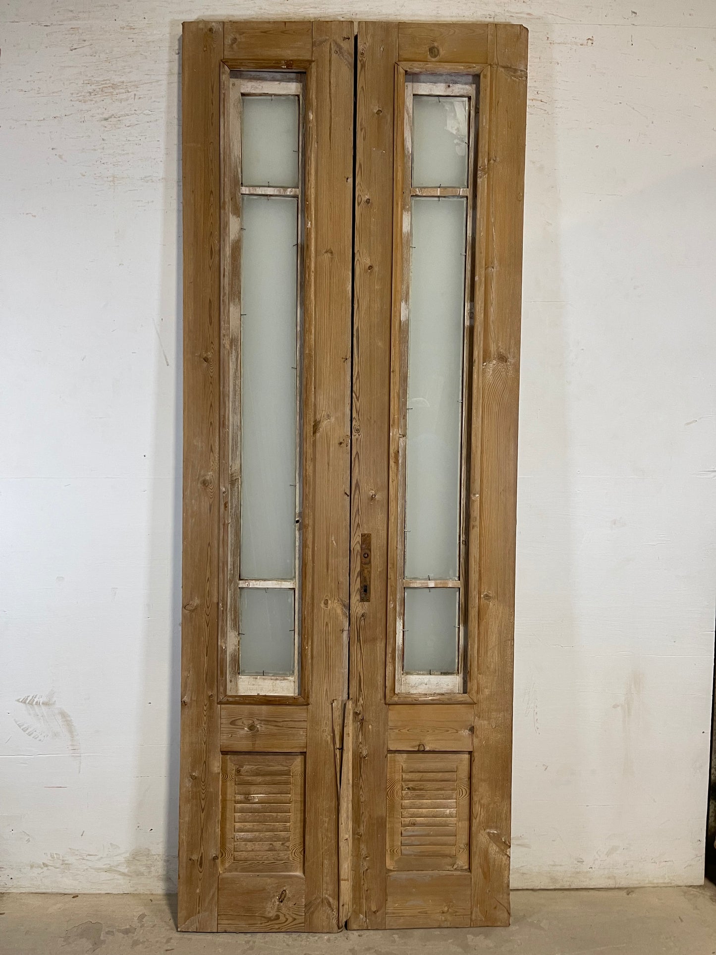 Antique French panel doors with glass (95x35.5) L186