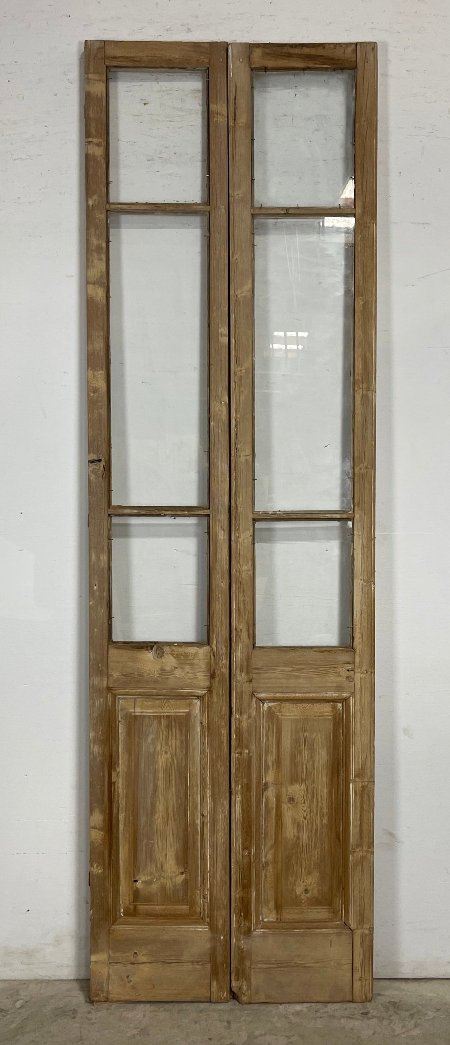 Antique  French Panel Doors with glass (96.5x29)   M070