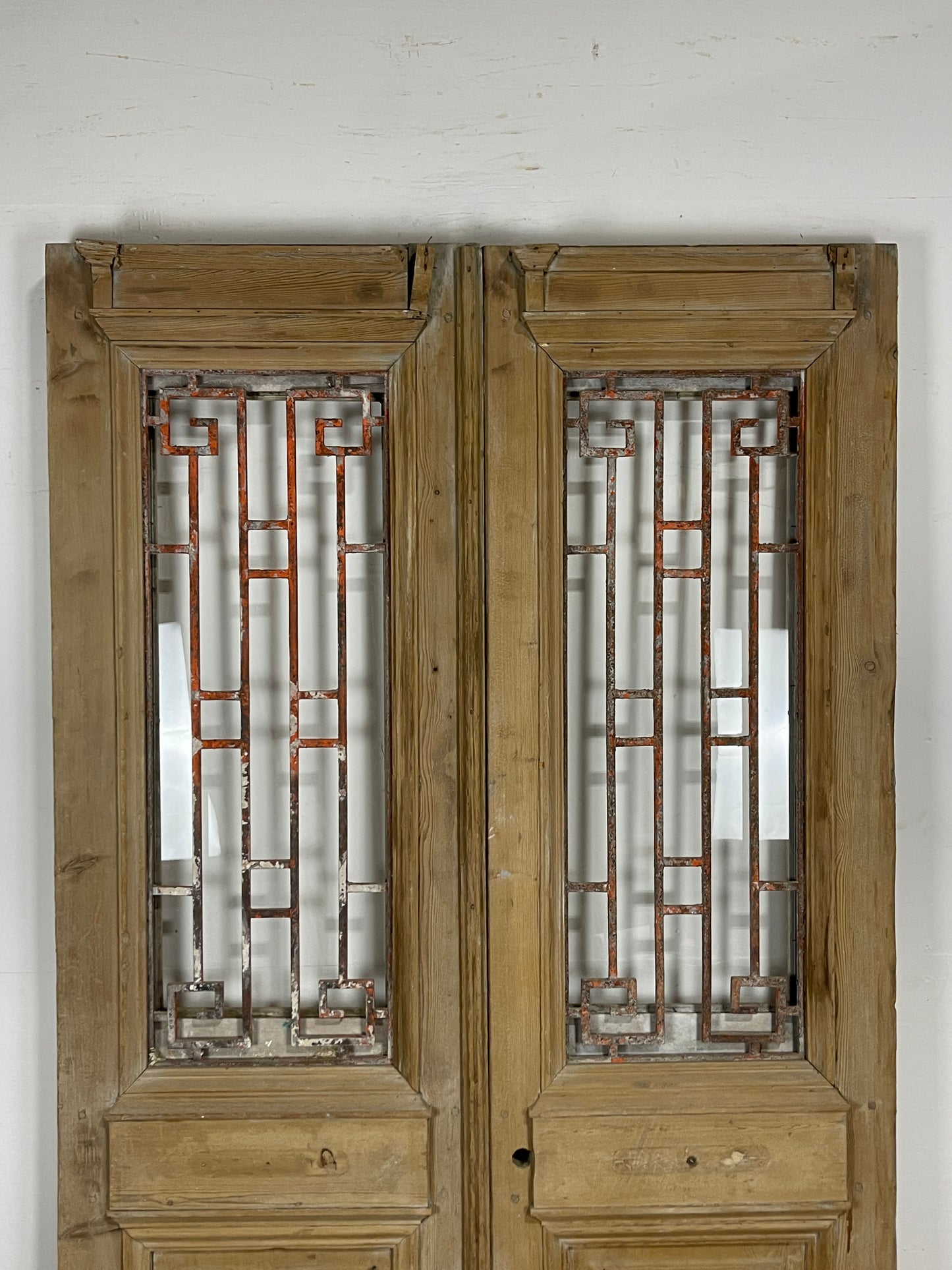 Antique French panel doors with Metal (92.5 x 51.25) O25