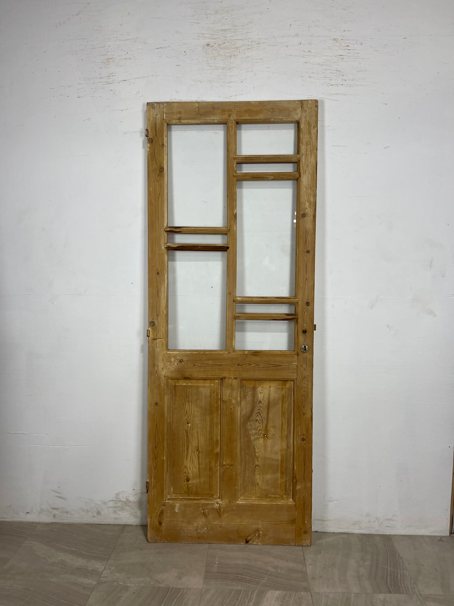 Antique French Panel Door with Glass  (84.25 x 31.5) N161