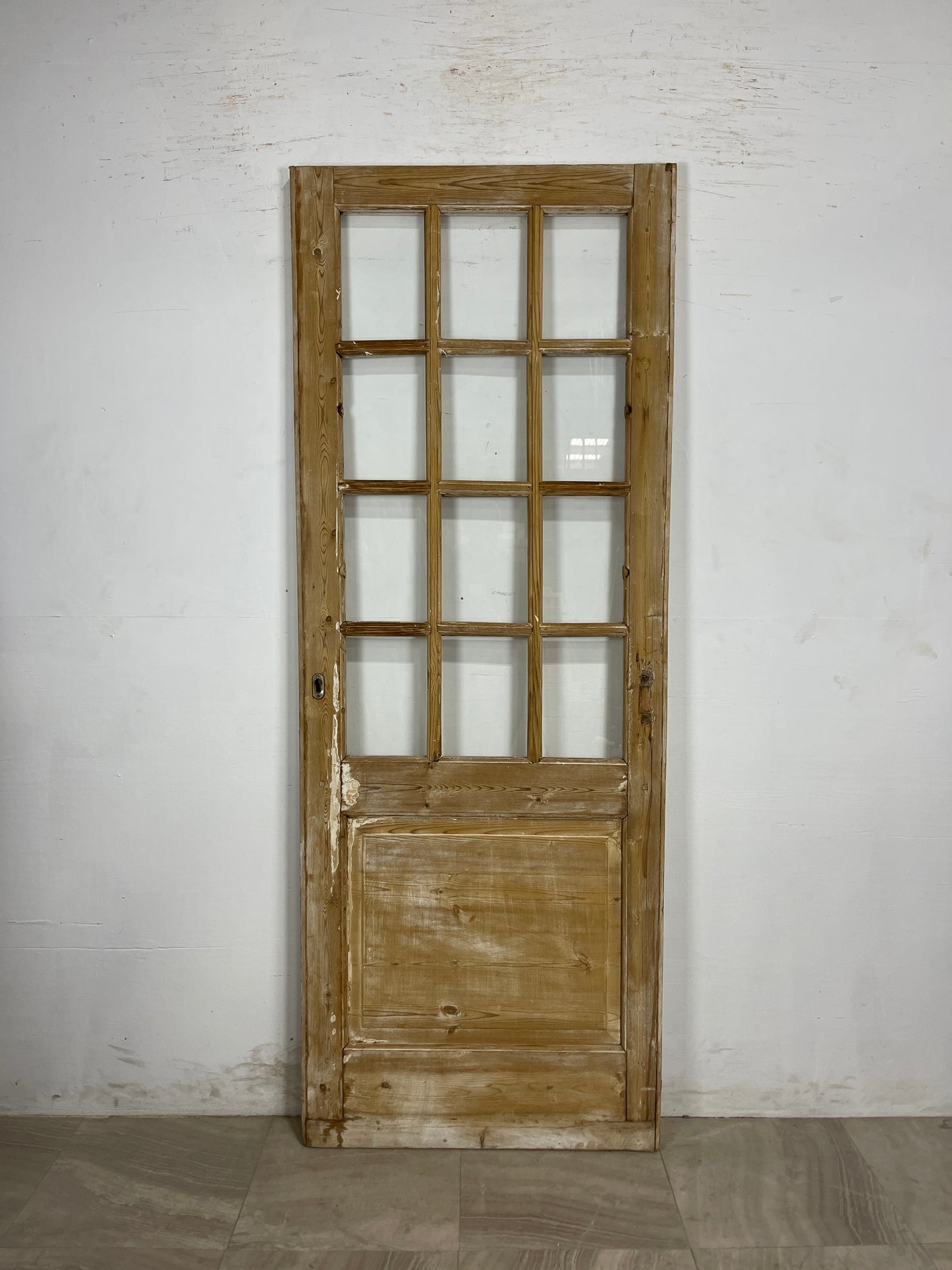 Antique French Panel Door with Glass  (86.5 x 32.75) N163