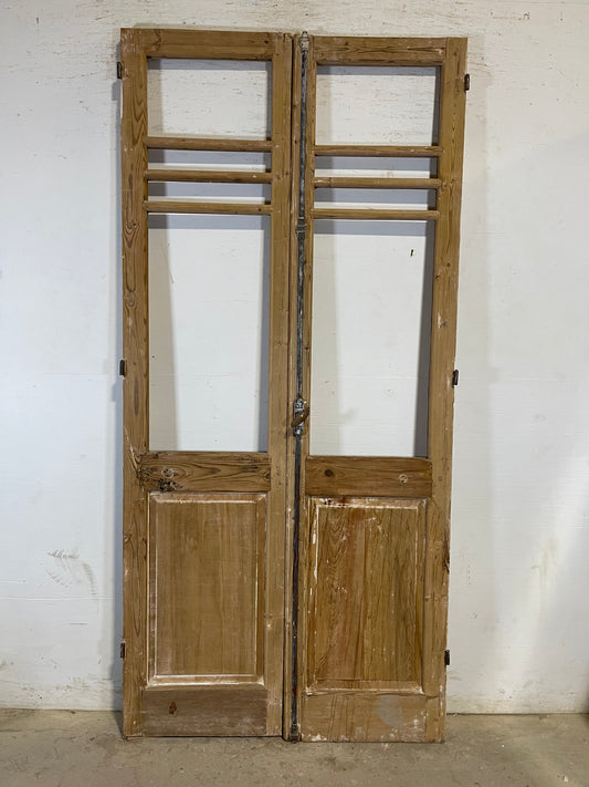 Antique French panel doors with glass (91.25x43) L191