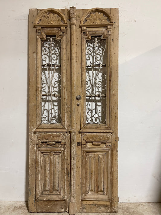 Antique French Panel Doors with Metal (99x47.75)  J120