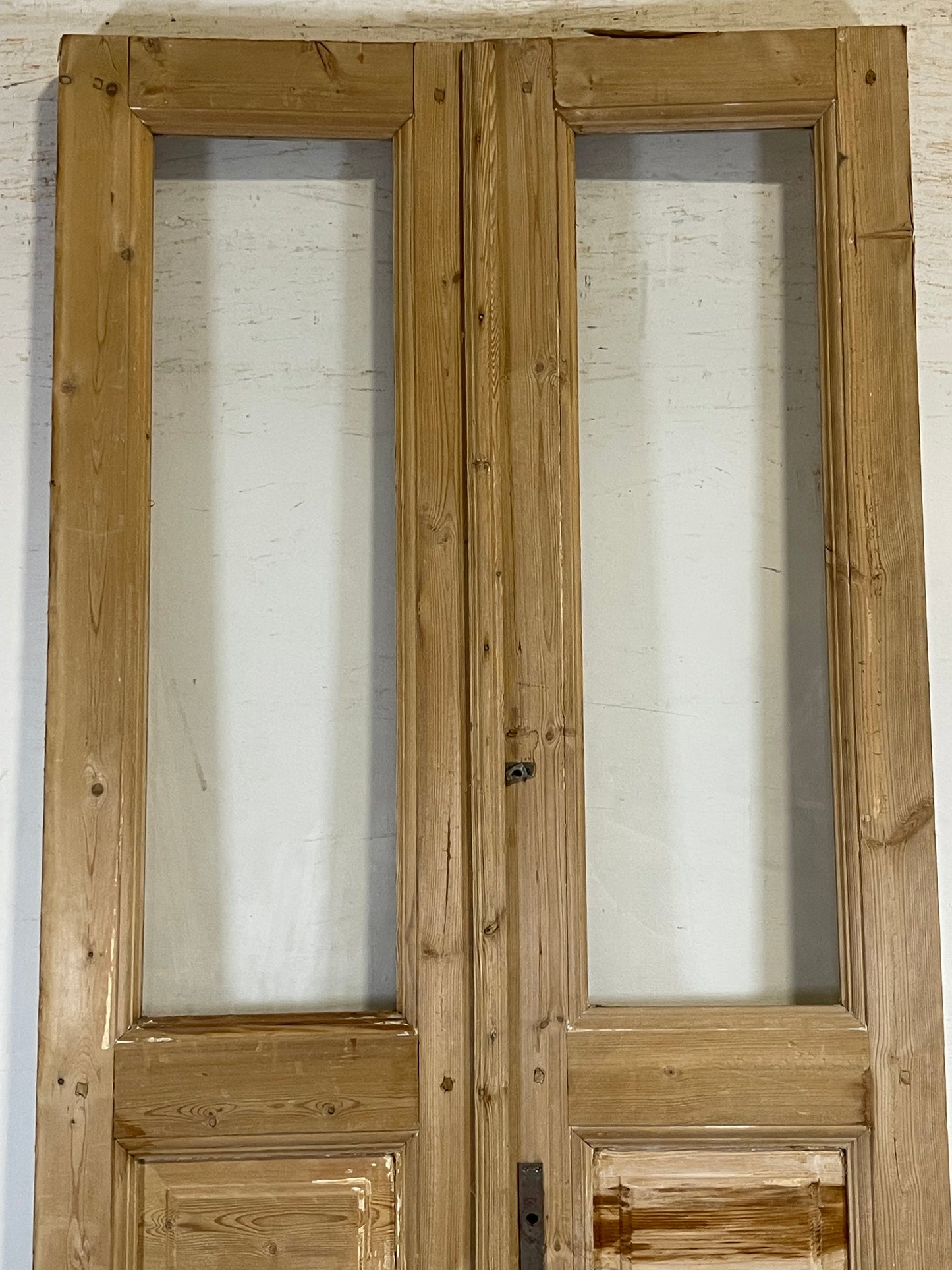 Antique French panel doors with glass (94.5x38.5) L145