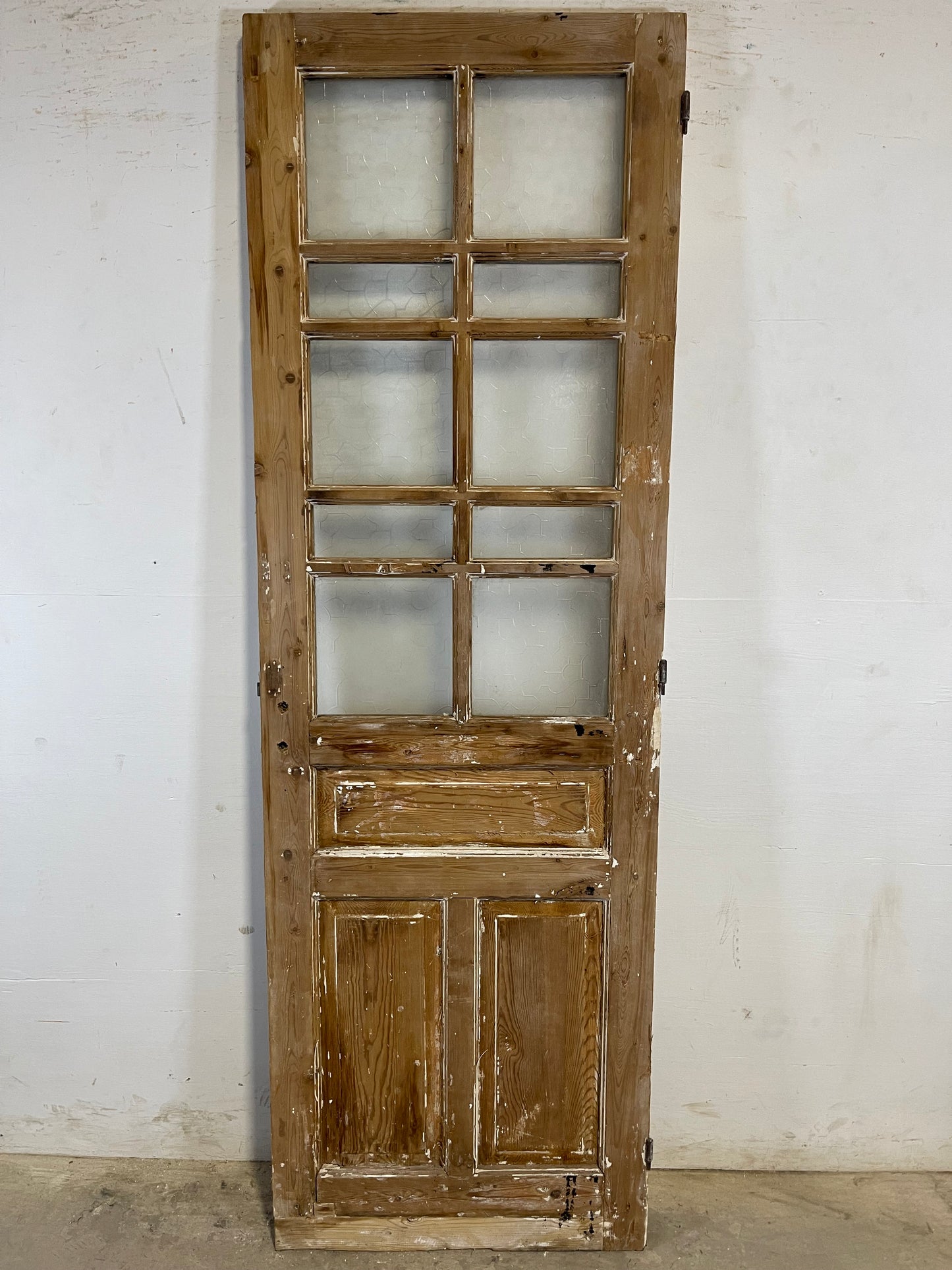 Antique French Panel Door with Glass  (85x27.75) L131