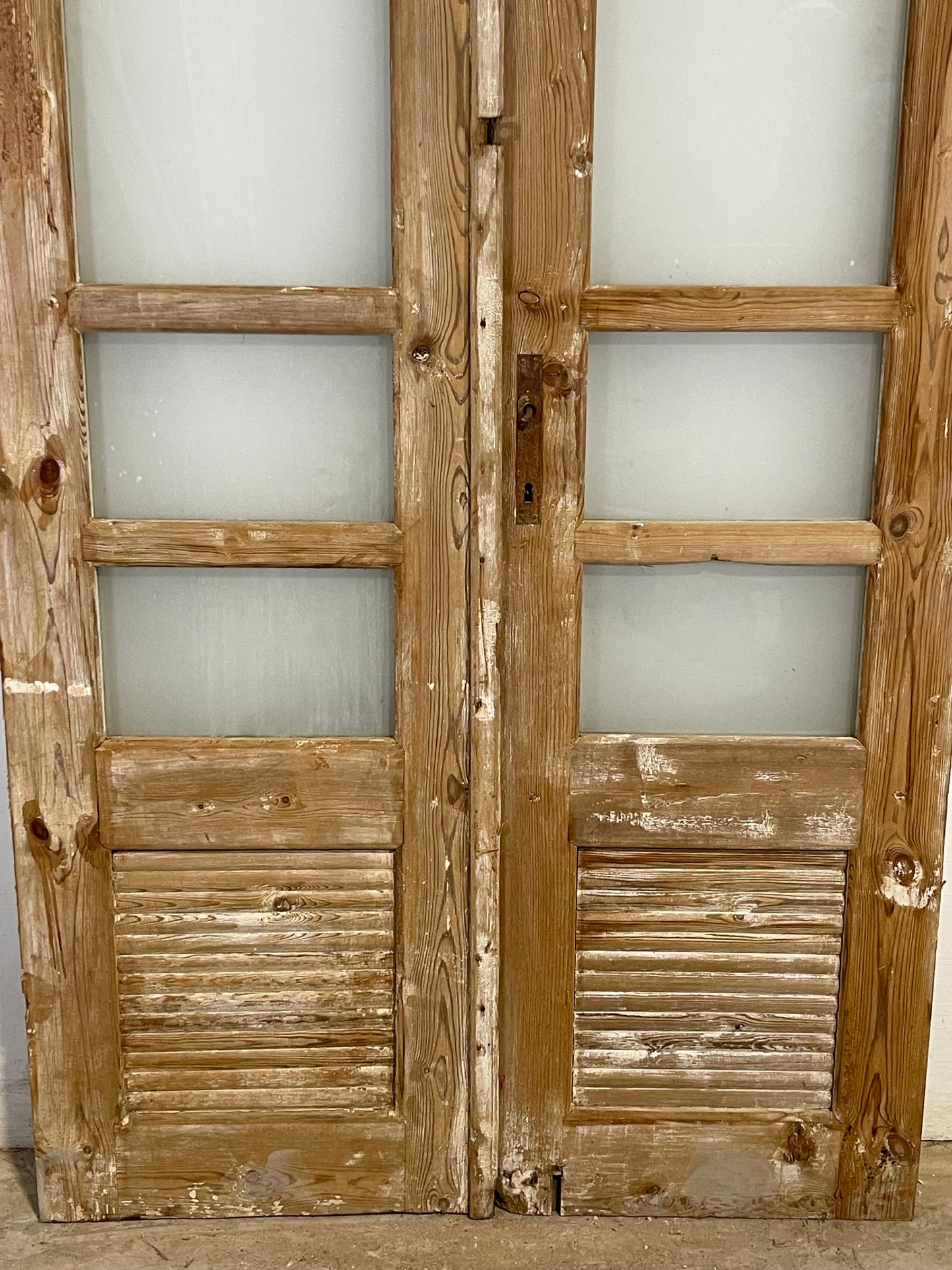 Antique French panel doors with glass (91.75x42.25) L178