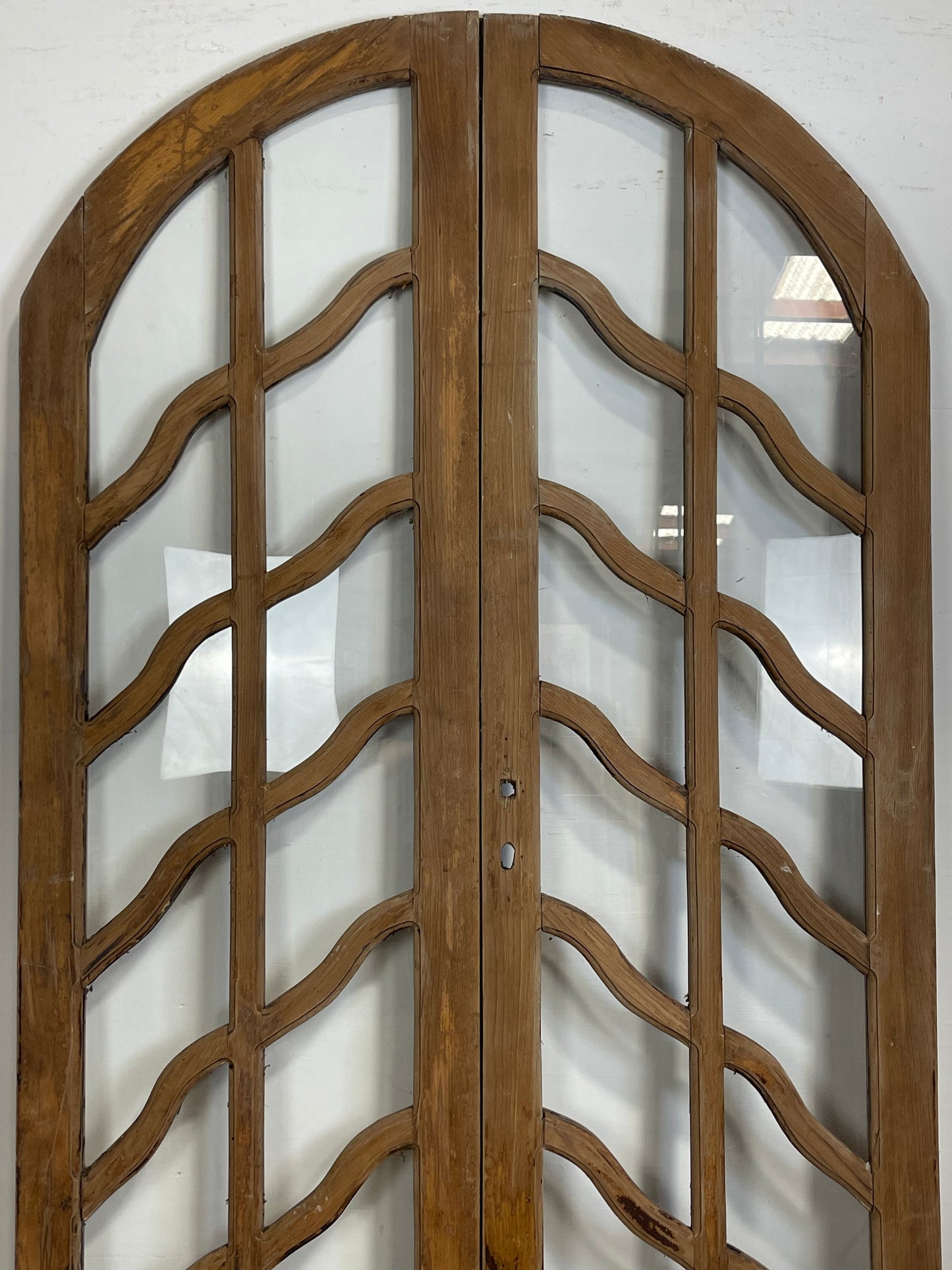 Antique French panel arched doors with glass (89x50) M003