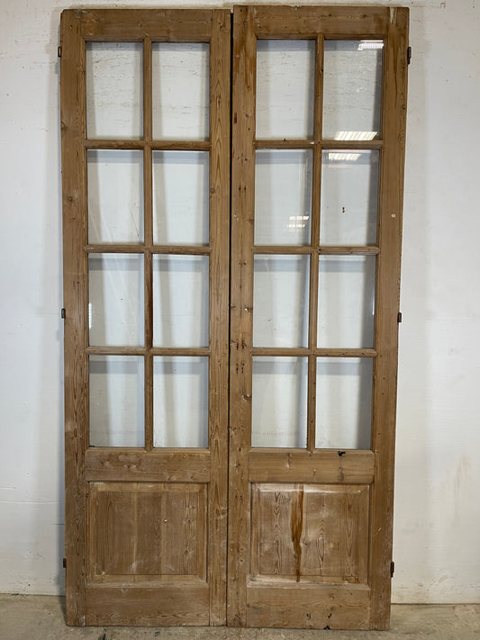 Antique  French Panel Door with Glass  (92.25x50.25) K313