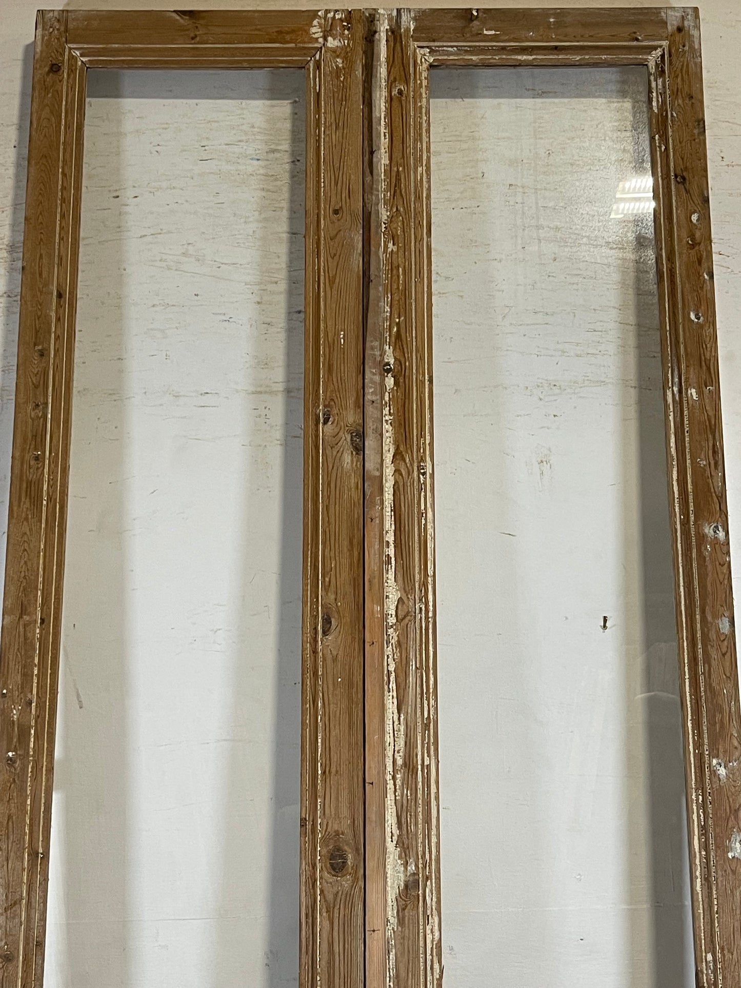 Antique French panel doors with glass (92.75x43.75) L174