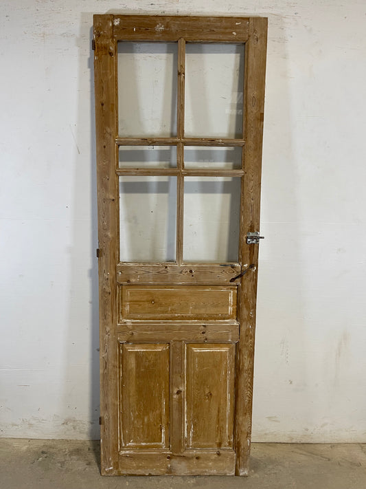 Antique French Panel Door with Glass  (82.75 x 28.5) L136