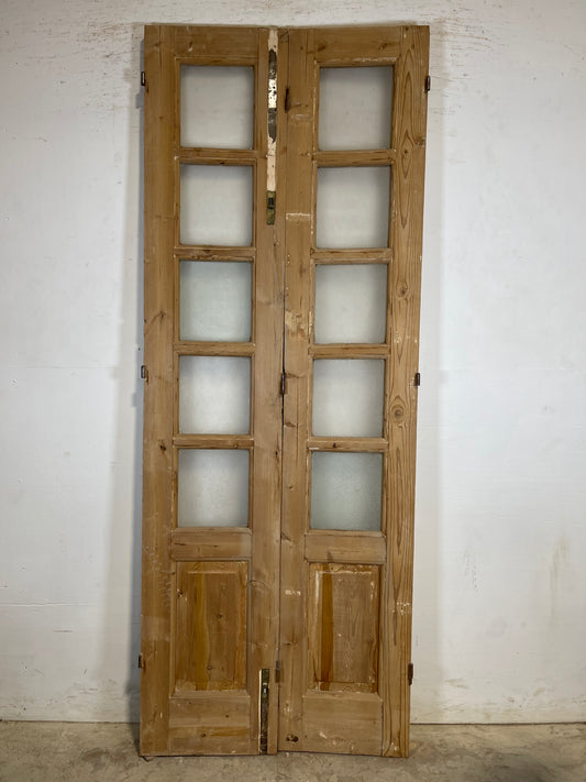 Antique French Panel Doors with glass  (88.5x33.75)  K320