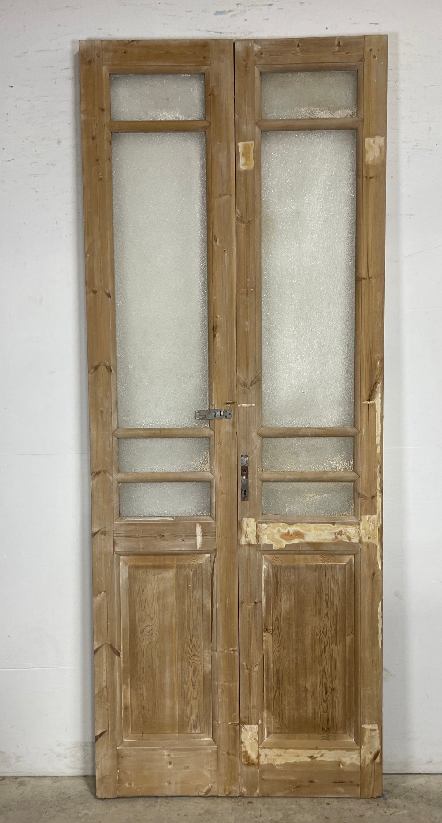 Antique  French Panel Doors with glass (101.75x40)   M093