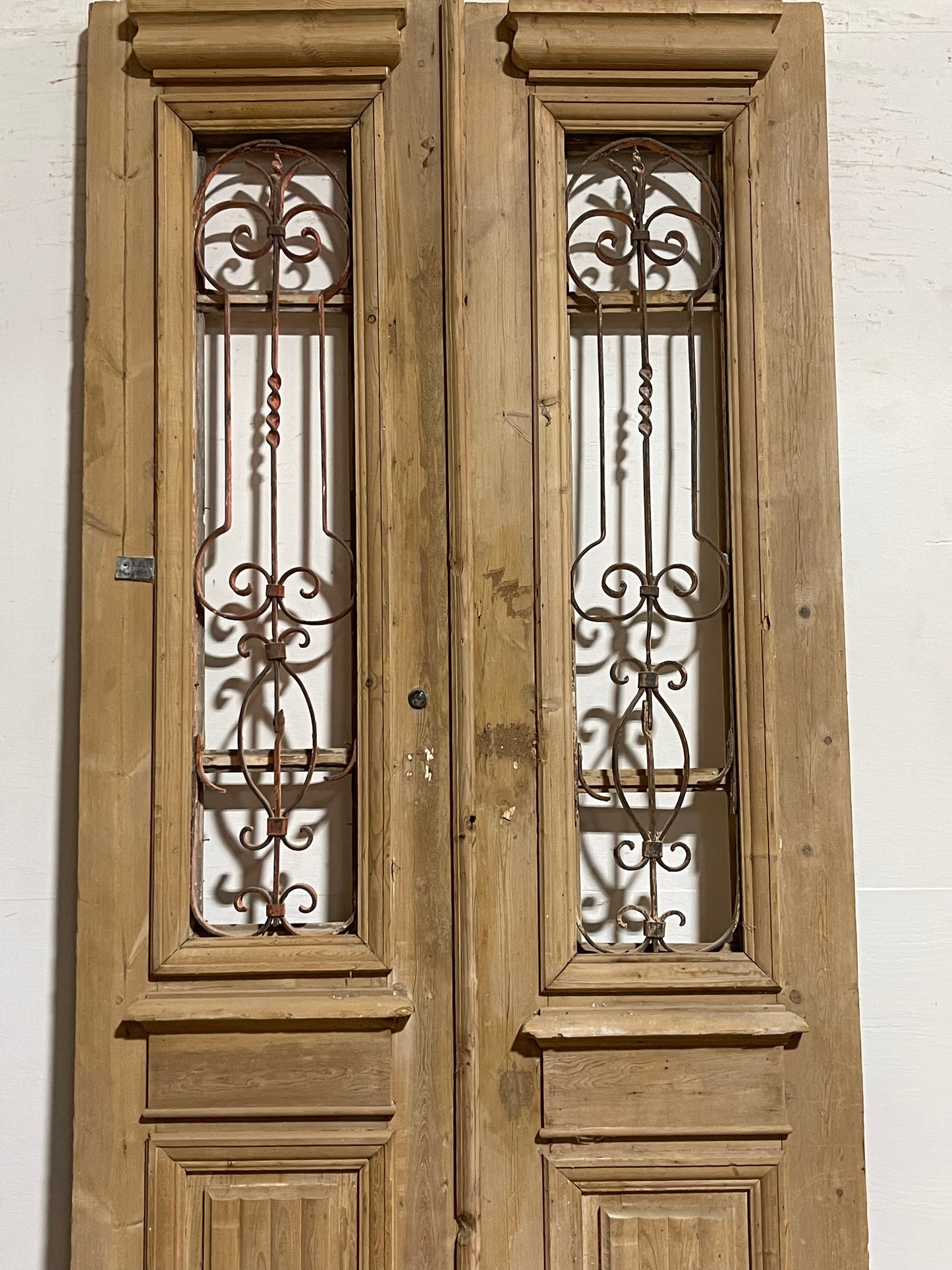 Antique French Panel Doors with Metal (97x40.25) K105