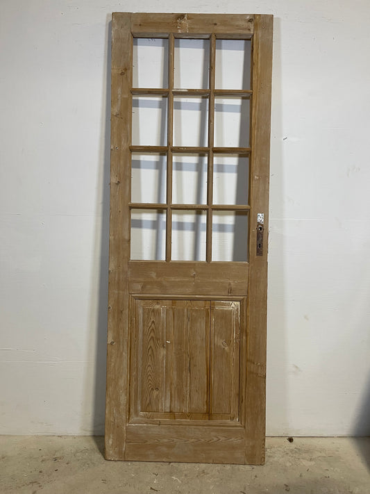 Antique French Panel Door with Glass  (88x31.5) L340