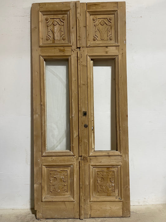 Antique French Panel Doors with glass  (100.25x44.5)  K308