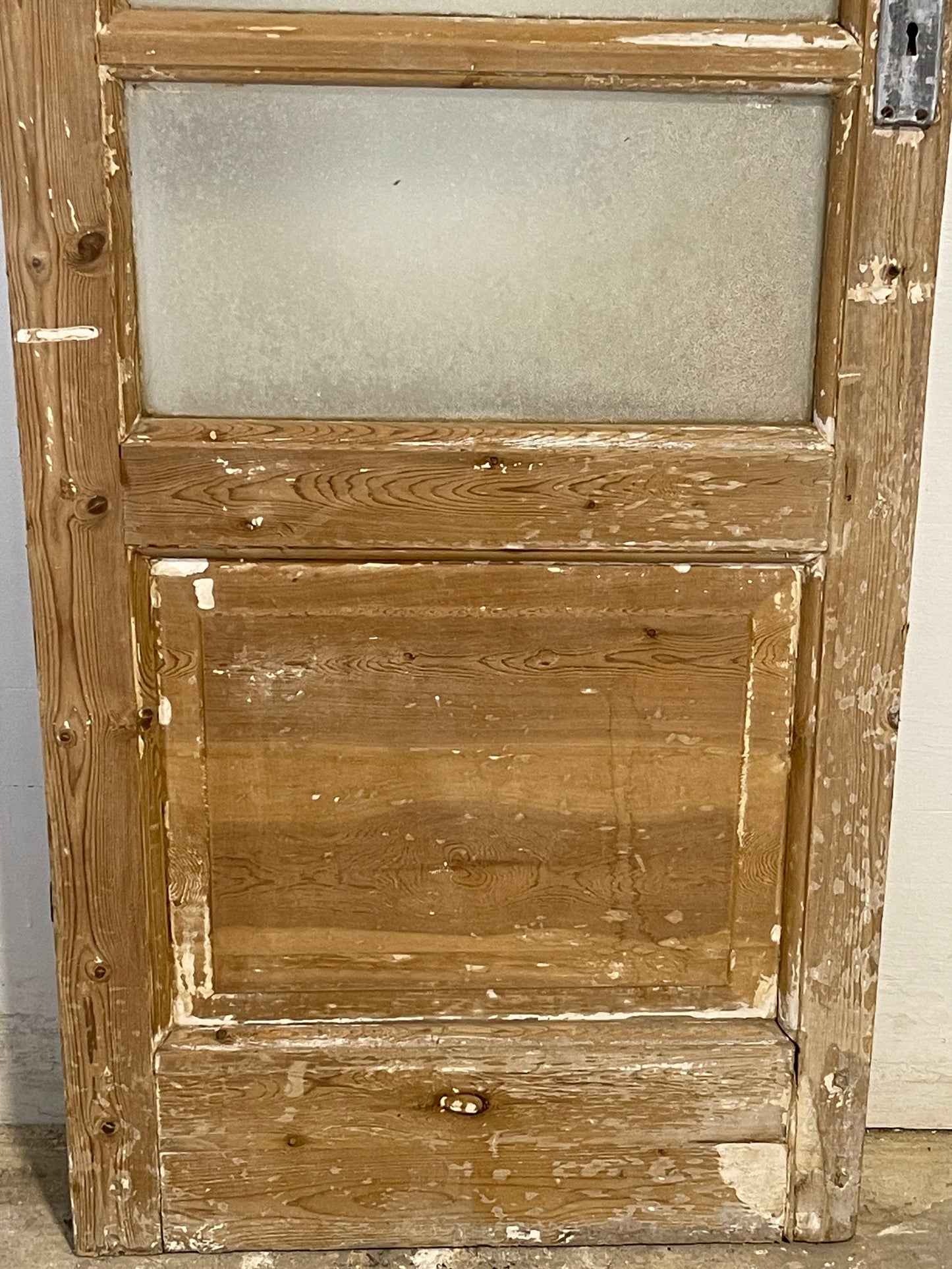 Antique French Panel Door with Glass  (89.25x27.75) L130