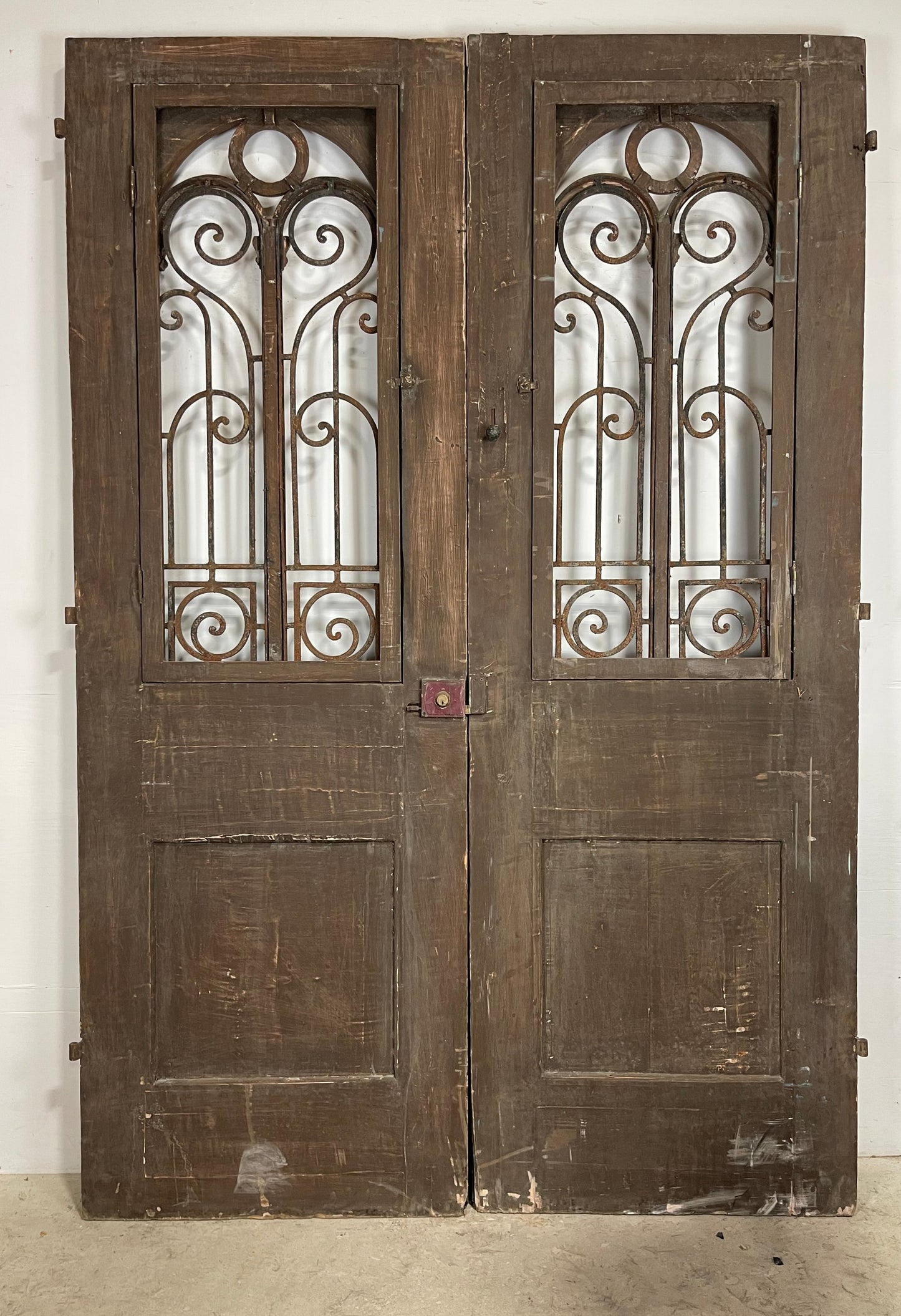 Antique French Panel Doors with Metal (106.5 x 71) M020