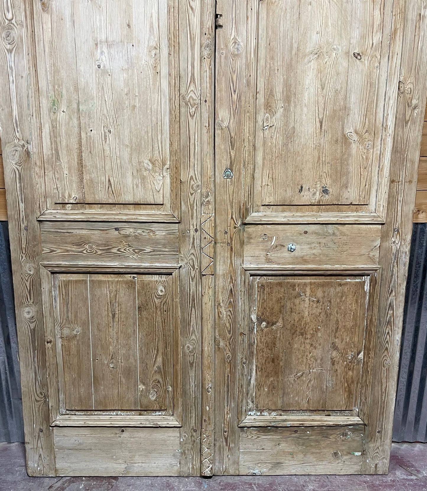 Antique  French Panel Doors with Carving  (105.25 x 71) M030