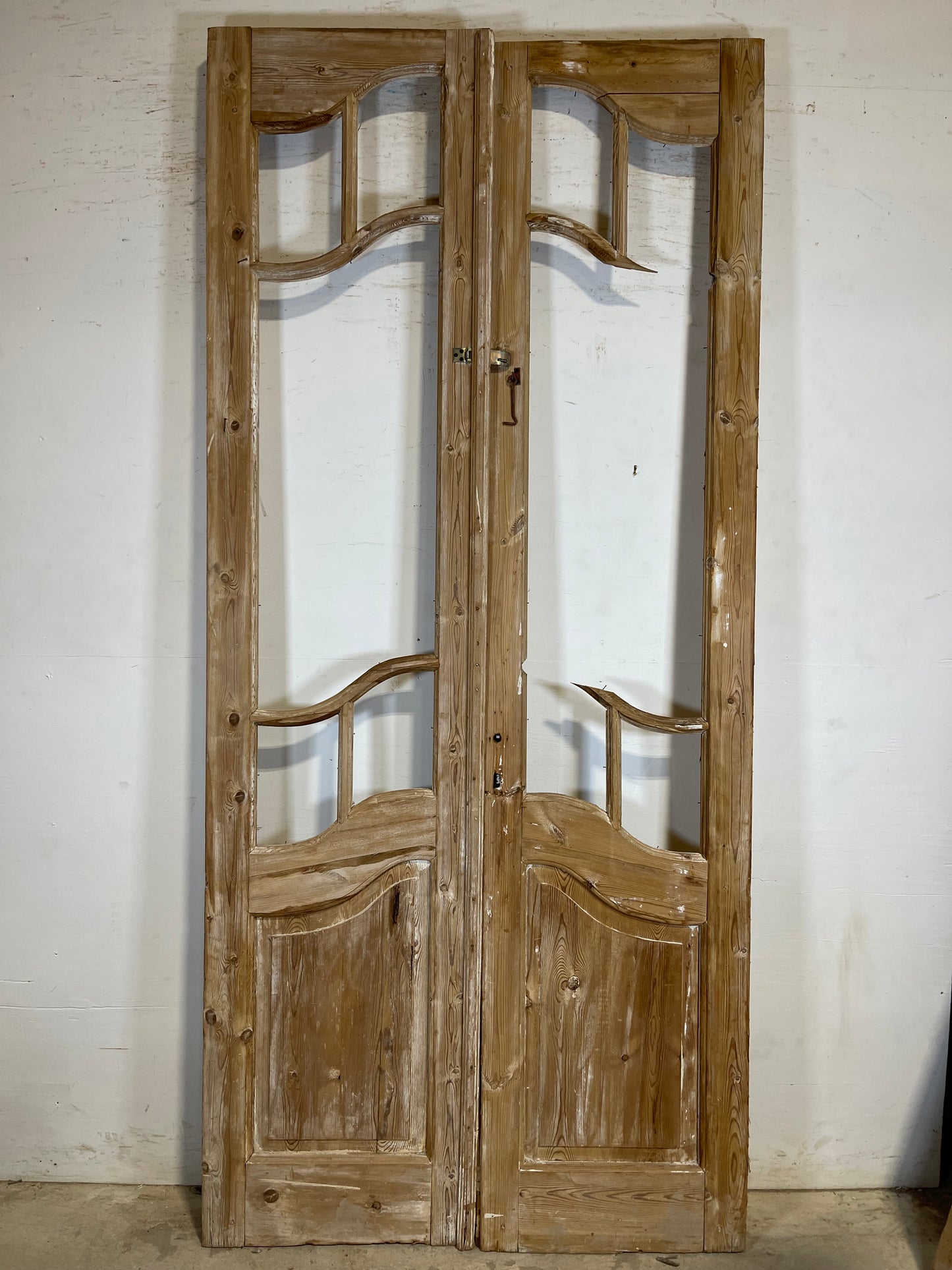 Antique French panel doors with glass (98x44.5) K326 set