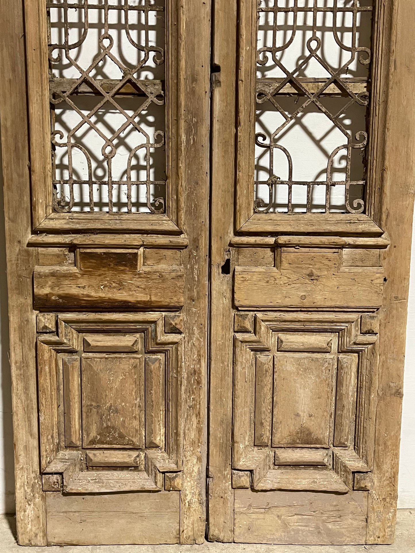 Antique French Panel Doors with Metal (92x53.25) L012