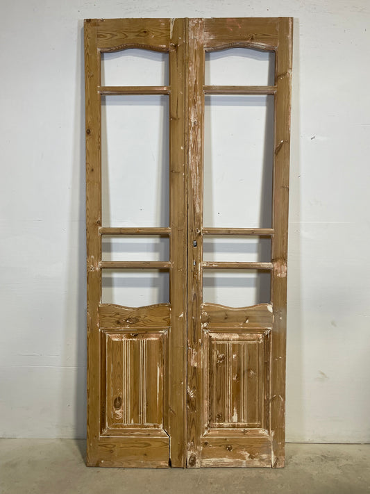 Antique French panel doors with glass (86.25x39) L354