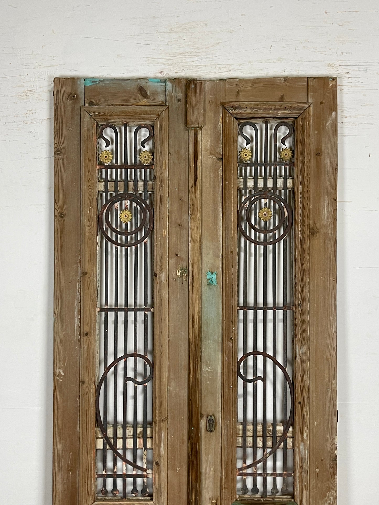 Antique French Panel Doors with Metal (93.25 x 38.5)  N222