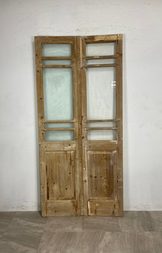 Antique French Panel Doors with Glass   (91.5 x 43)   N047