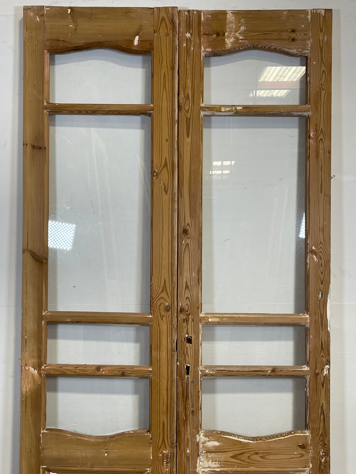 Antique French panel doors with glass (86x39.25) L356