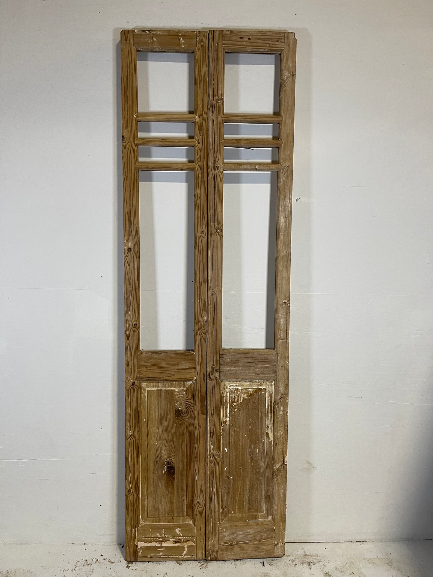 Antique French panel doors with glass (98.75x40.25) L199