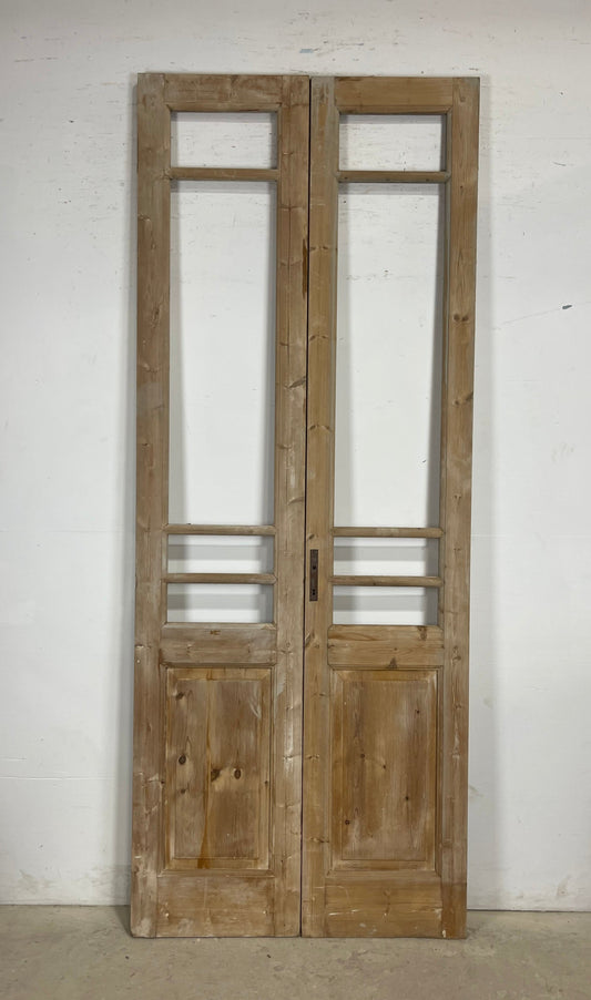 Antique  French Panel Doors with glass (103.5x51)   M122