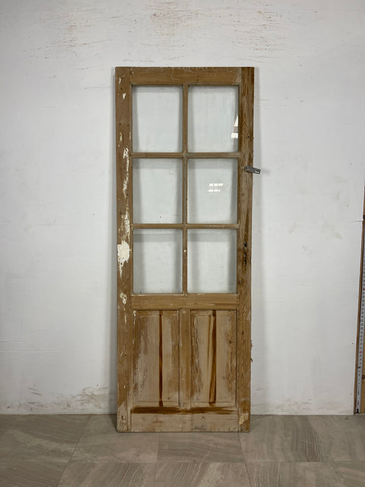 Antique French Panel Door with Glass  (83 x 31)  N159