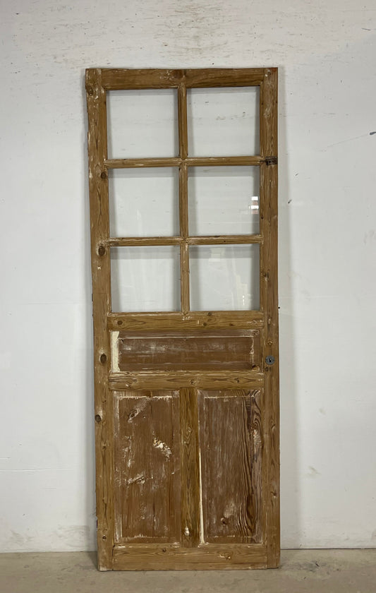 Antique French Panel Door with Glass  (88 x 32.25) M227