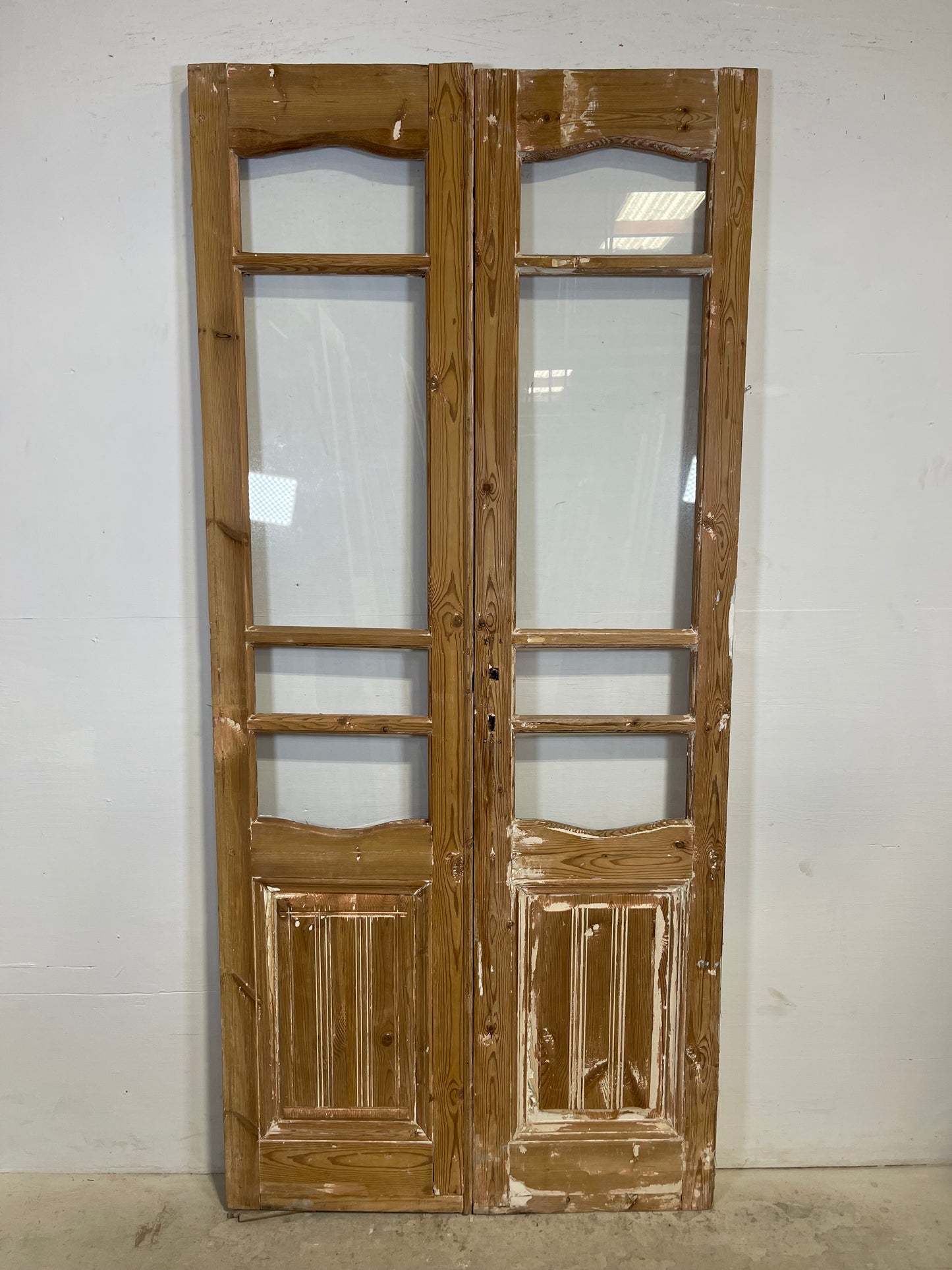 Antique French panel doors with glass (86x39.25) L356