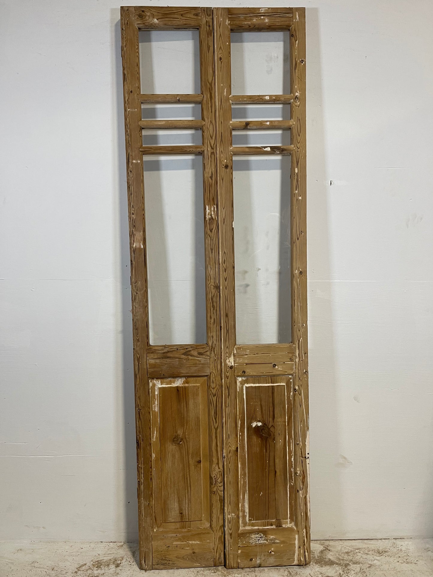 Antique French panel doors with glass (90.5x28.5) L211