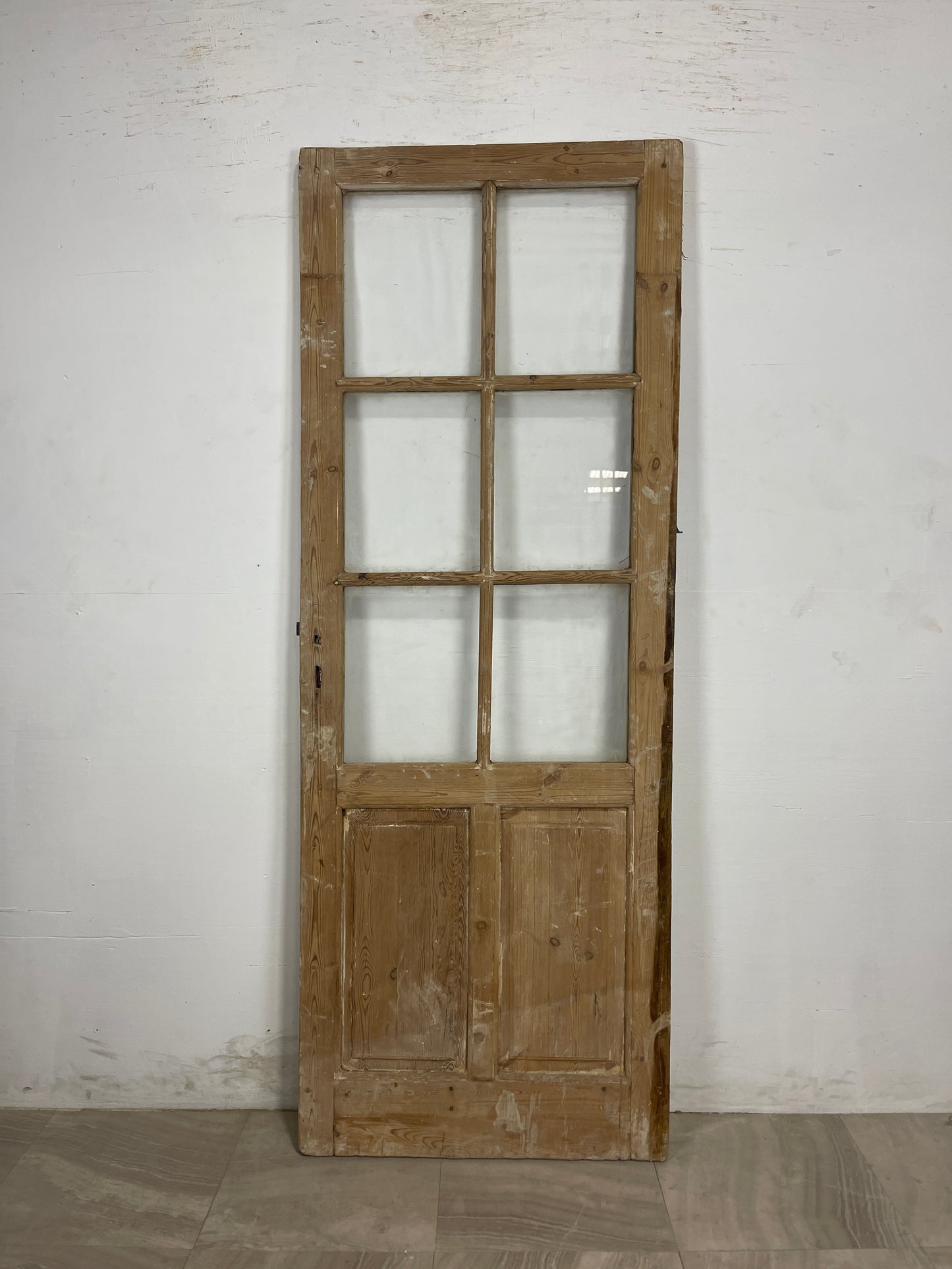 Antique French Panel Door with Glass  (84.5 x 31.5) N157