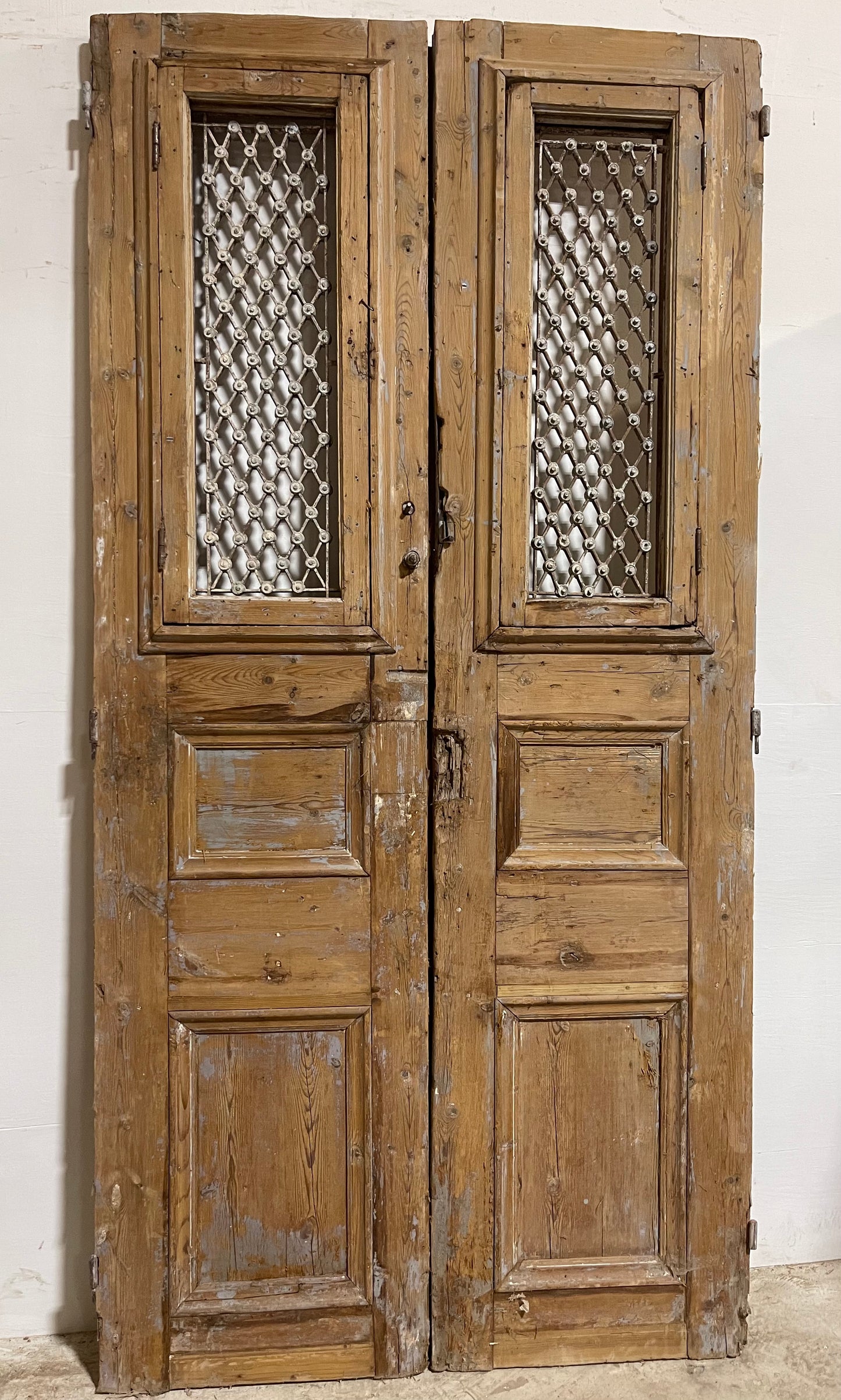 Antique French Panel Door with Metal (96.25x47.5) J118