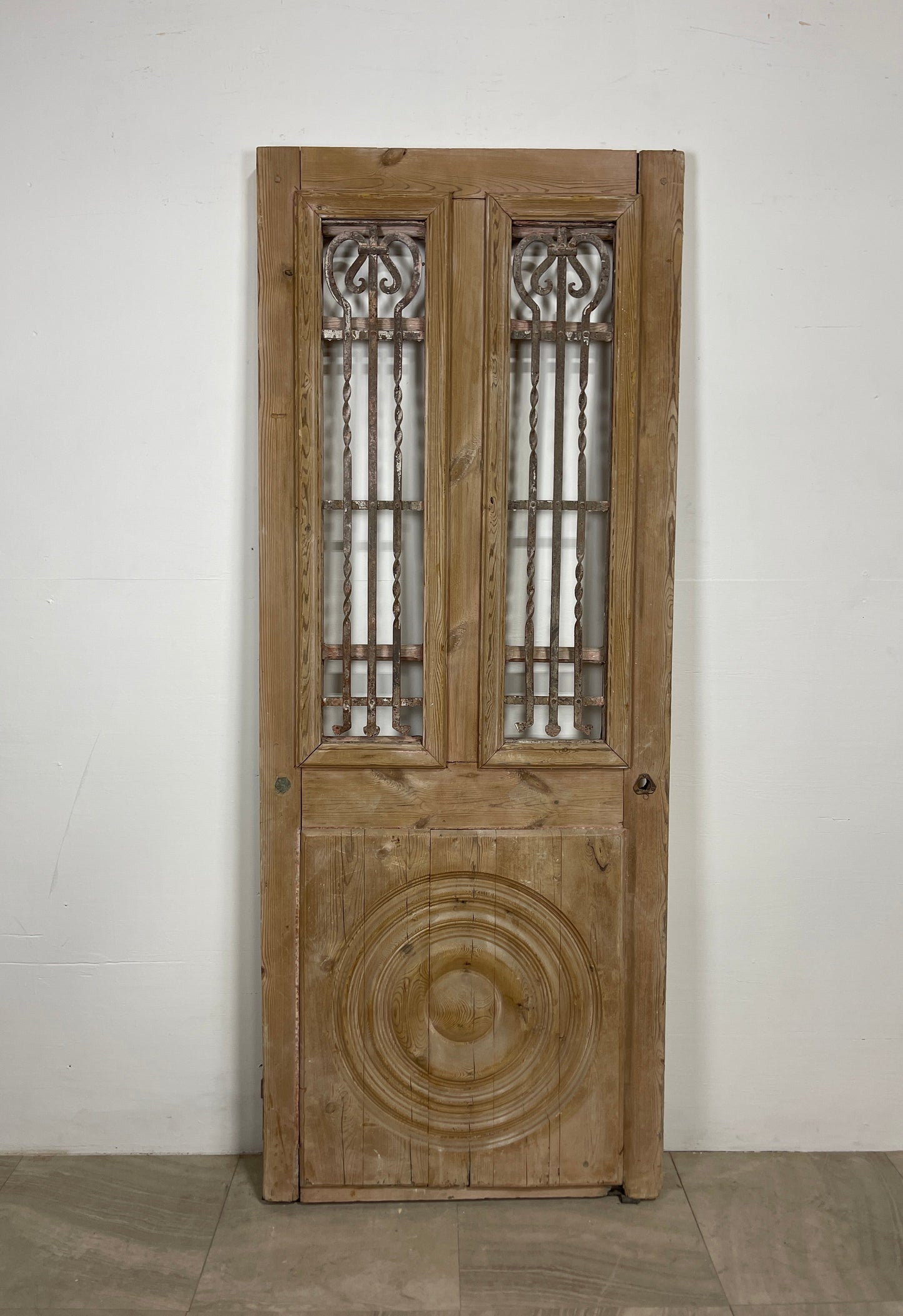 Antique French panel single door with Metal (79.5 x 31.25) O17