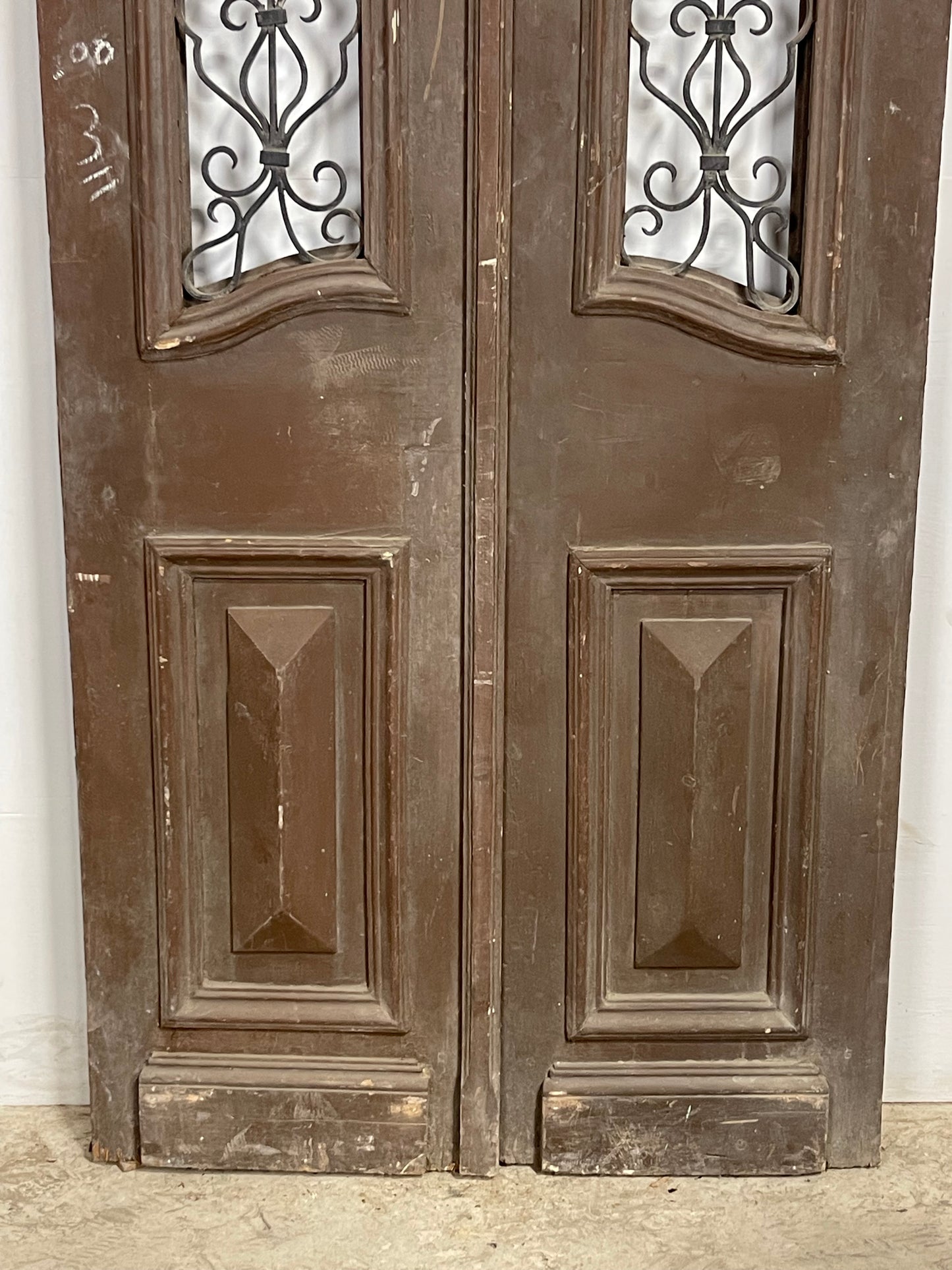 Antique French Panel Doors with Metal (92 x 39.5) M011