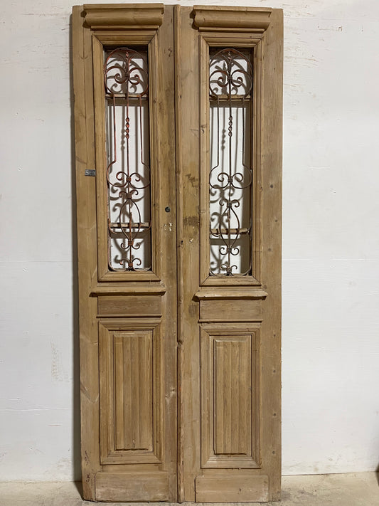 Antique French Panel Doors with Metal (97x40.25) K105