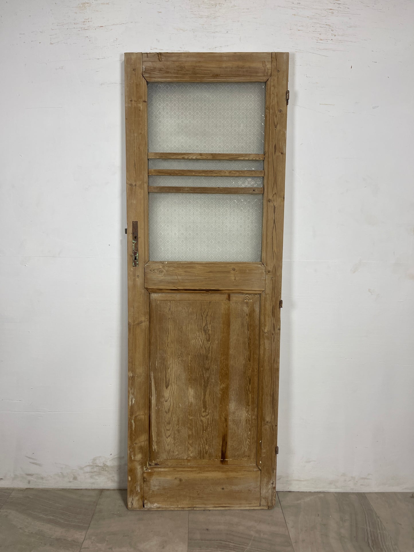 Antique French Panel Door with Glass  (84.5 x 28.5) N194