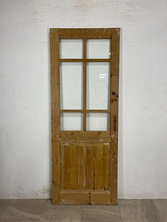 Antique French Panel Door with Glass  (84.5 x 32) N173